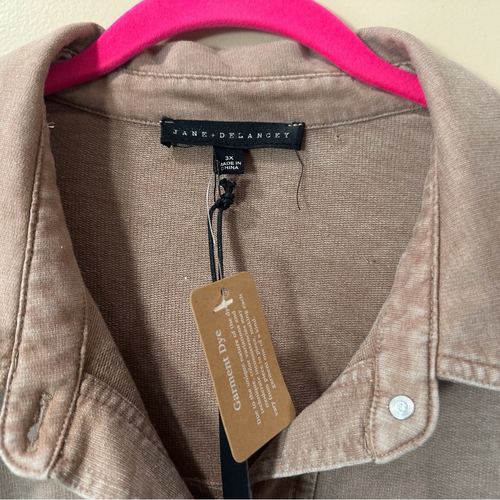 Jane Delancey Women's Plus 3X Brown Knit Button Down Shirt Jacket Top New - Picture 4 of 7